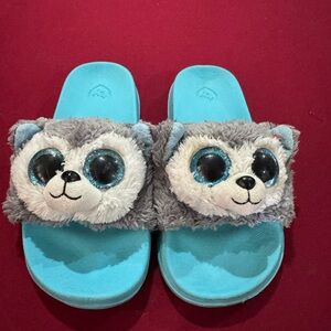 Ty Kids Plush Animal Slippers - Blue and Gray